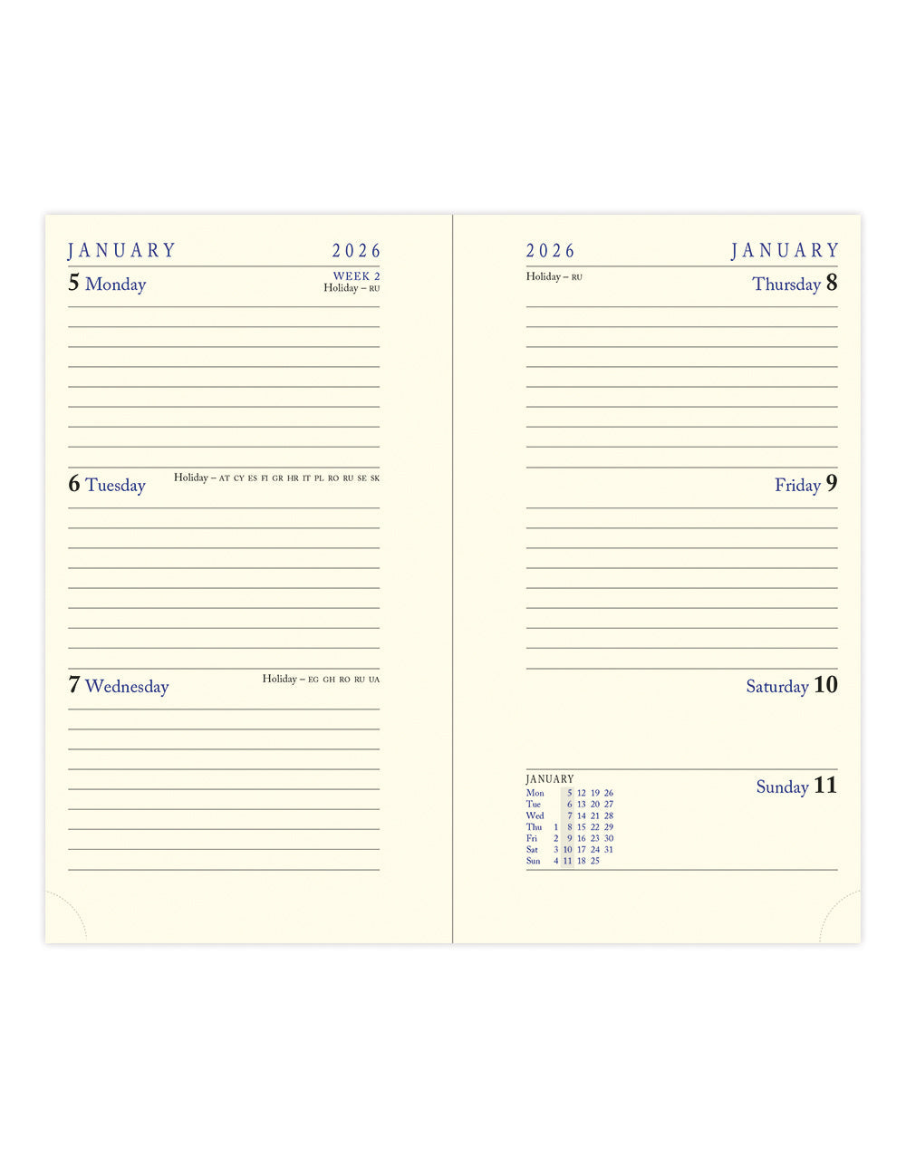 Letts of London Perth Slim Week to View Diary 2026 - NOT VERIFIED Cream 26-TCB3SUR #colour_cream