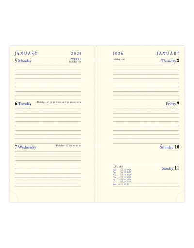 Letts of London Perth Slim Week to View Diary 2026 - NOT VERIFIED Cream 26-TCB3SUR #colour_cream