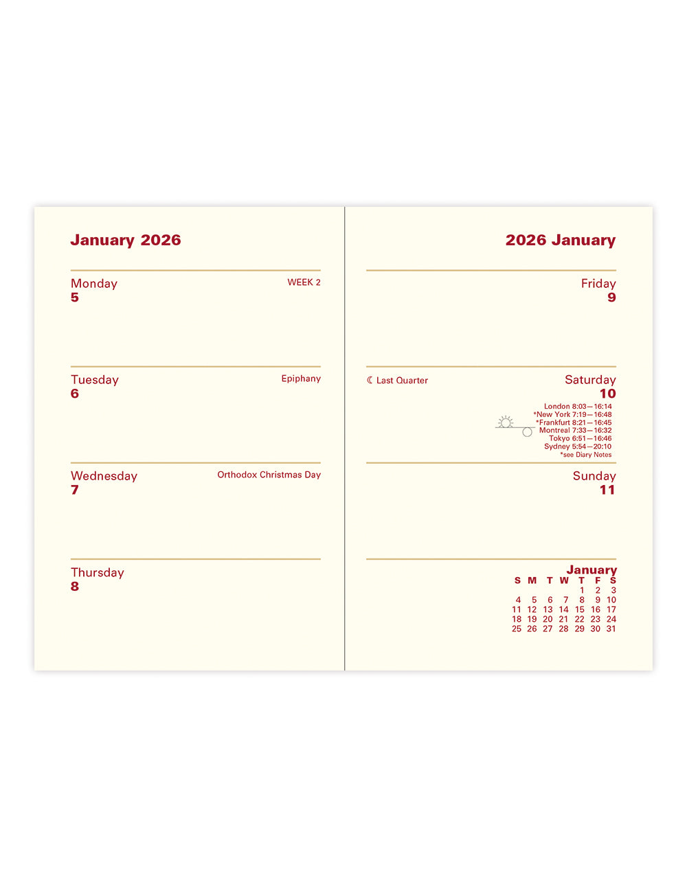 Letts of London Lexicon Mini Pocket Week to View Diary with Planners 2026 - English Burgundy 26-TL3EPABG #colour_burgundy