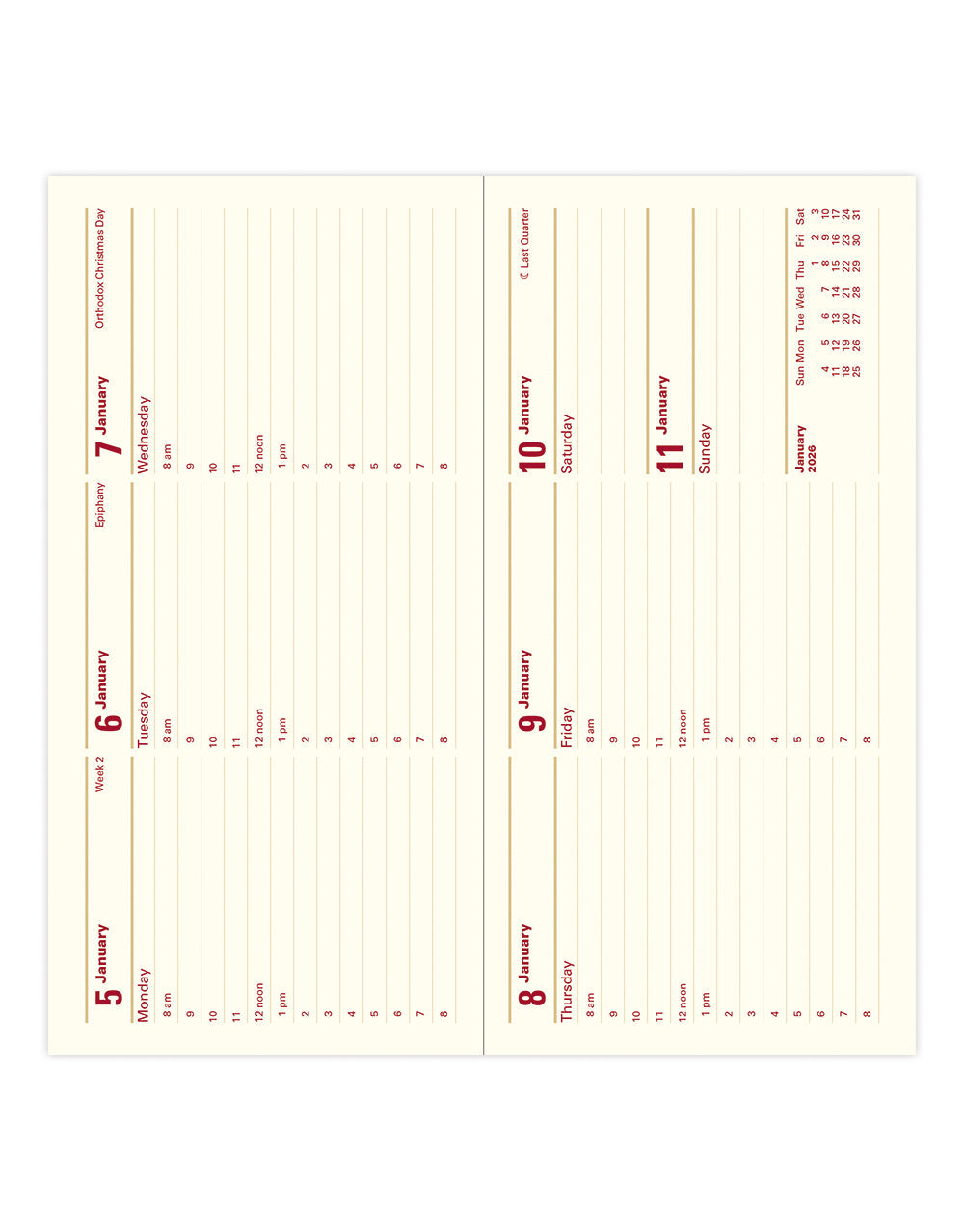 Belgravia Slim Leather Planner 2026 | Landscape Week To View With Appointments | Letts Of London - View #5
