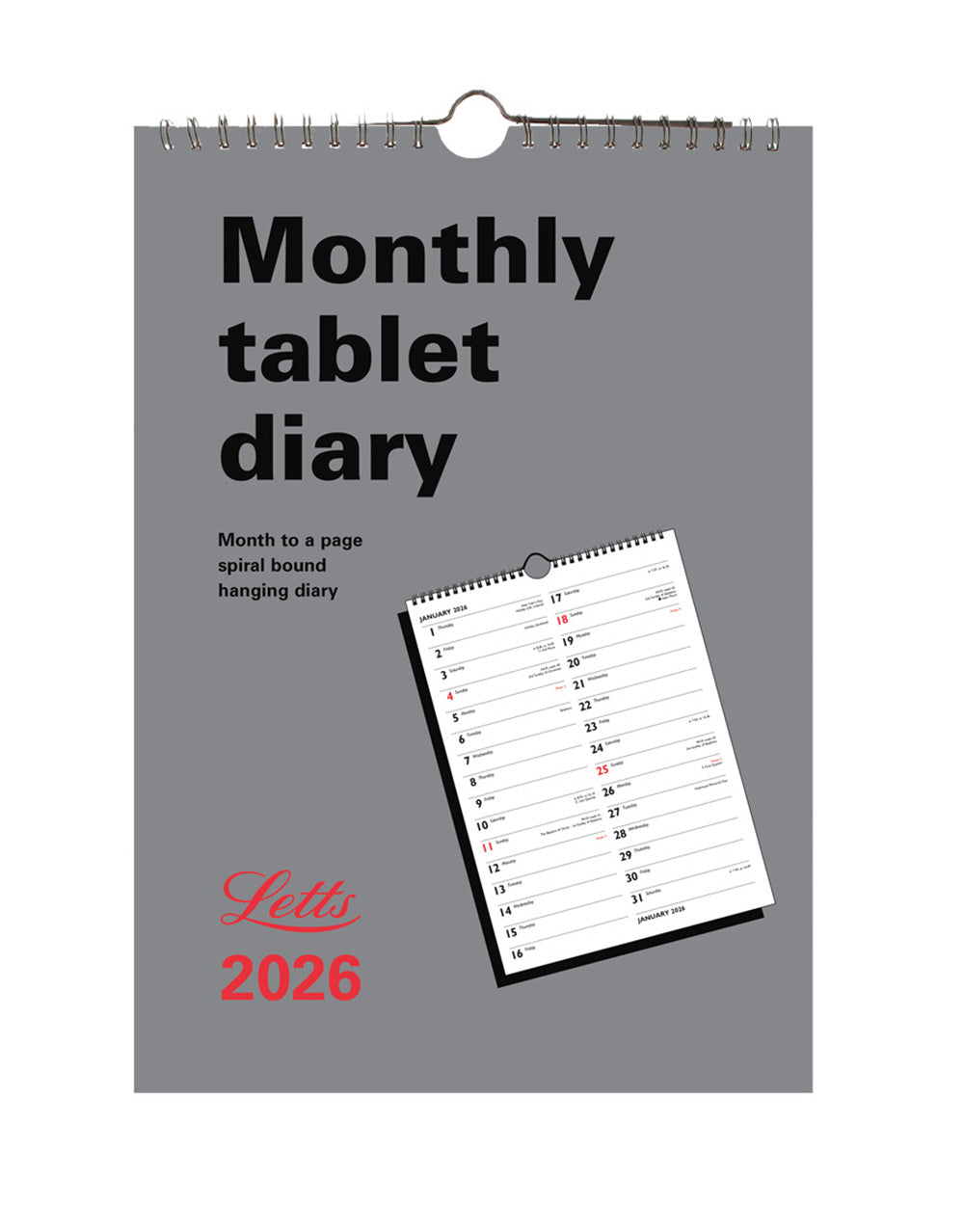 Letts Business Monthly Tablet Wall Calendar 2026 26-TM #colour_white