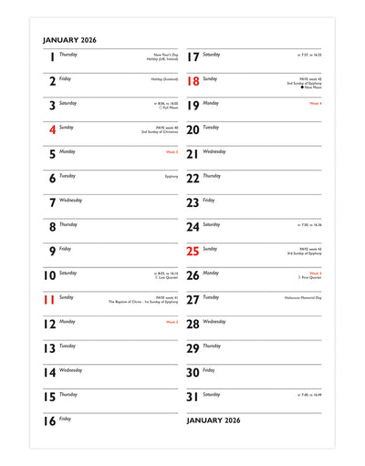 Letts Business Monthly Tablet Wall Calendar 2026 26-TM #colour_white