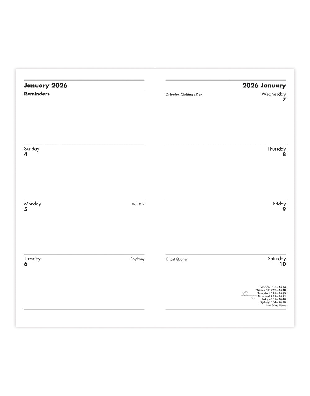 Letts of London Principal Medium Pocket Week to View Diary 2026 - Sunday Start - English Blue 26-TP3NBL #colour_blue