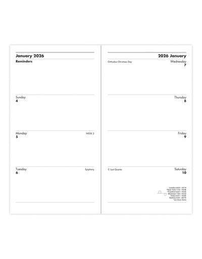 Letts of London Principal Medium Pocket Week to View Diary 2026 - Sunday Start - English Grey 26-TP3NGY #colour_grey