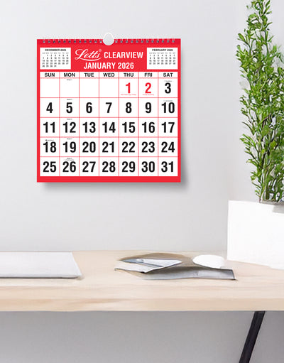 Letts Business Clear View Monthly Wall Planner 2026 26-TCMC #colour_red-black