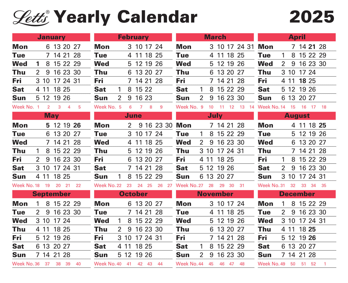 Business Calendar Yearly Diary 2025