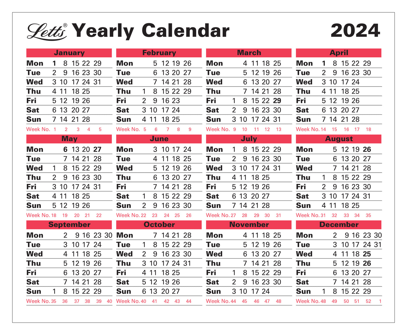 Business Calendar Yearly Diary 2024