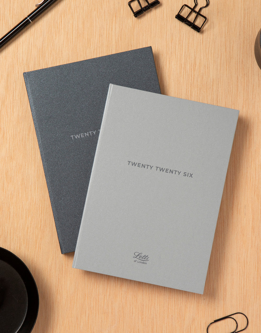 Letts of London Titanium A6 Day to a Page Diary with Appointments 2026 - Multilanguage Charcoal 26-082592 #colour_silver