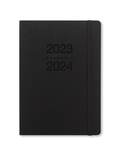 Memo A5 Day to a Page Diary with Appointments 2023-2024 - Multilanguage - Black - Letts of London#colour_black