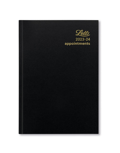 Standard A5 Day to a Page Diary with Appointments 2023-2024 - English - Black - Letts of London#colour_black