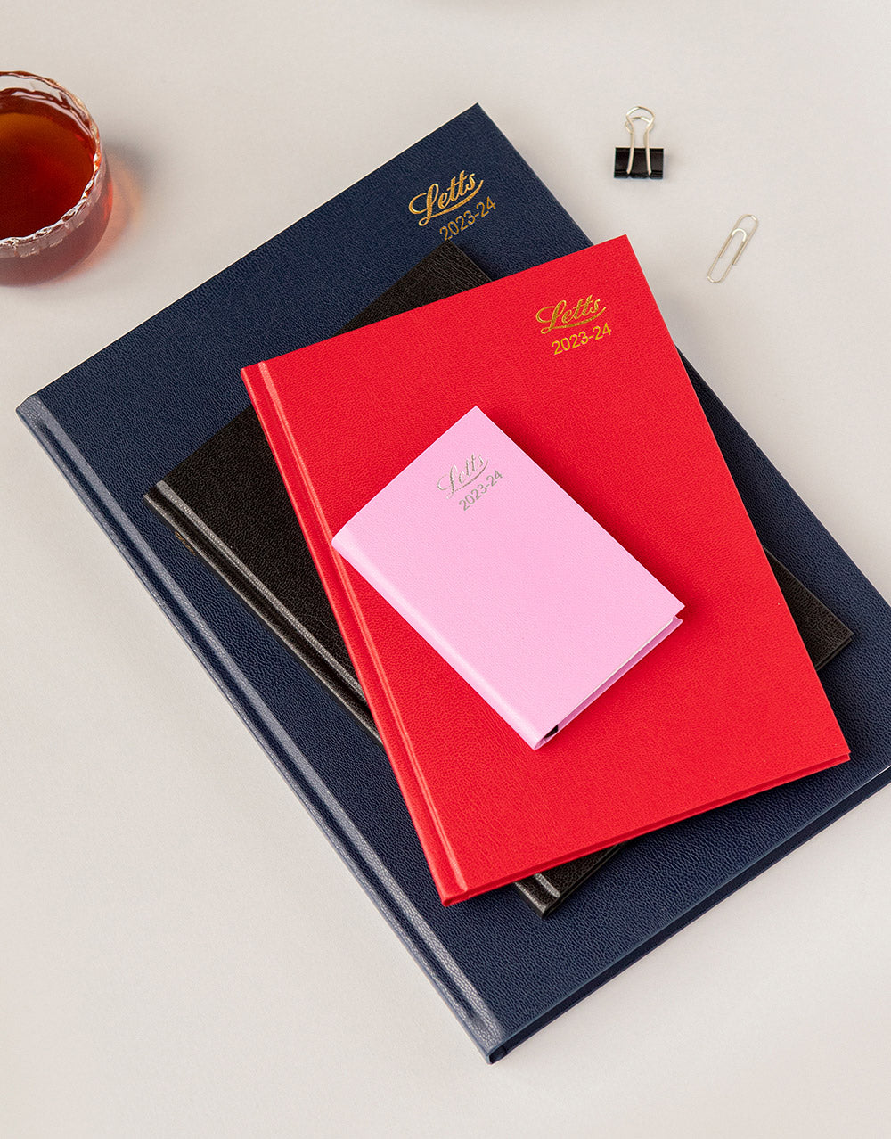 Standard A5 Day to a Page Diary with Appointments 2023-2024 - English - Red - Letts of London#colour_red