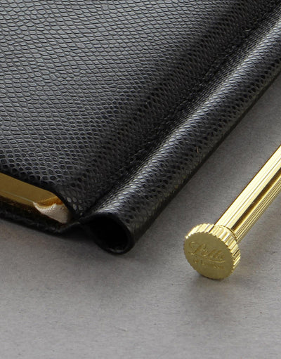 Legacy Slim Pocket Ruled Notebook Black with pen#colour_black