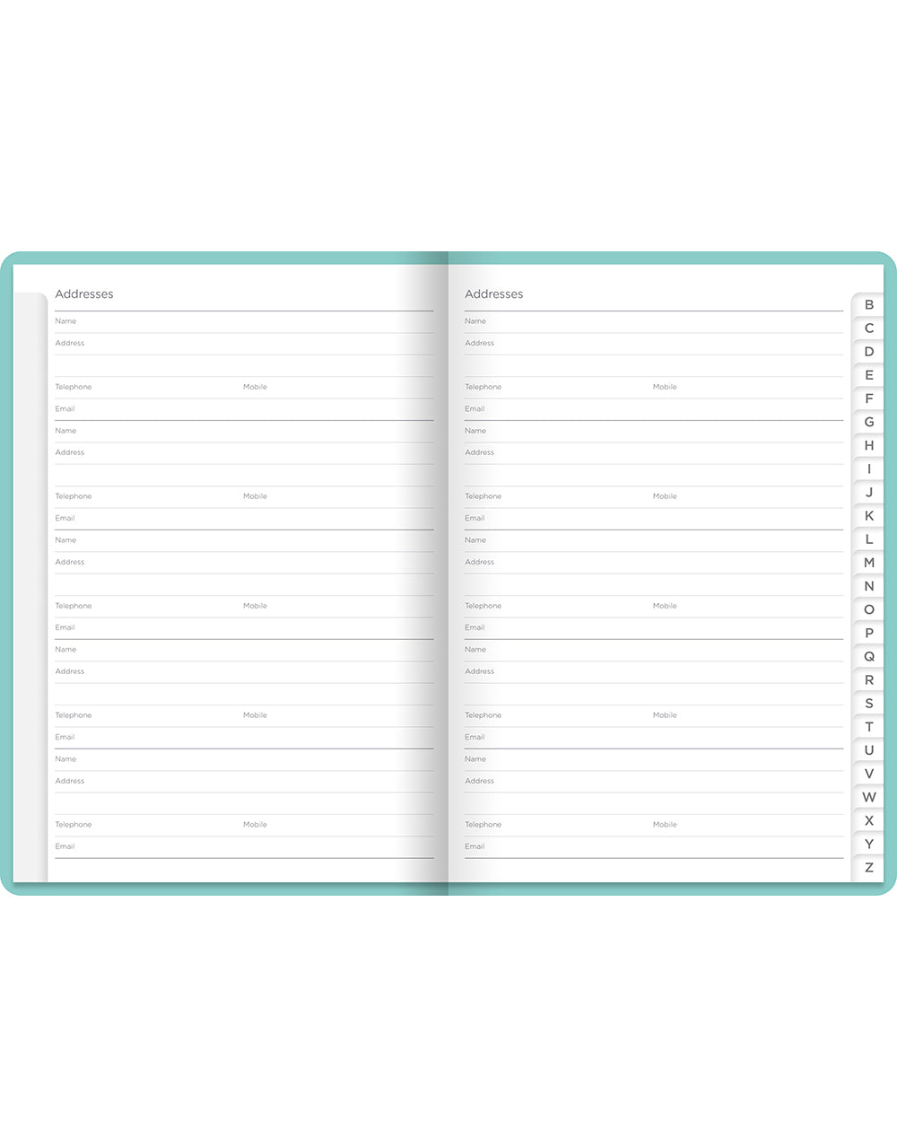 Dazzle A5 Address Book Turquoise Inside#colour_turquoise