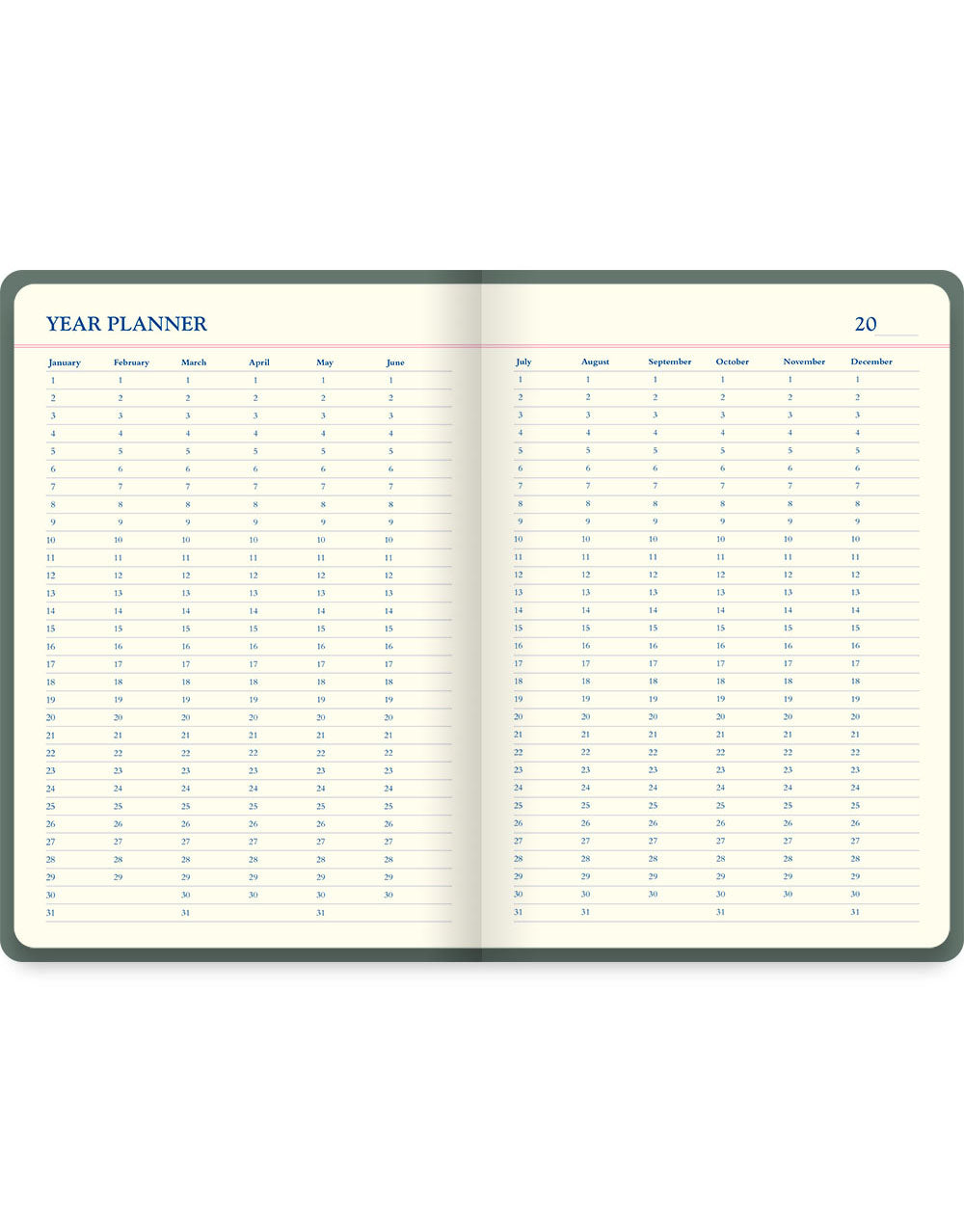 Icon A5 5 year Diary Green Year Planner#colour_green