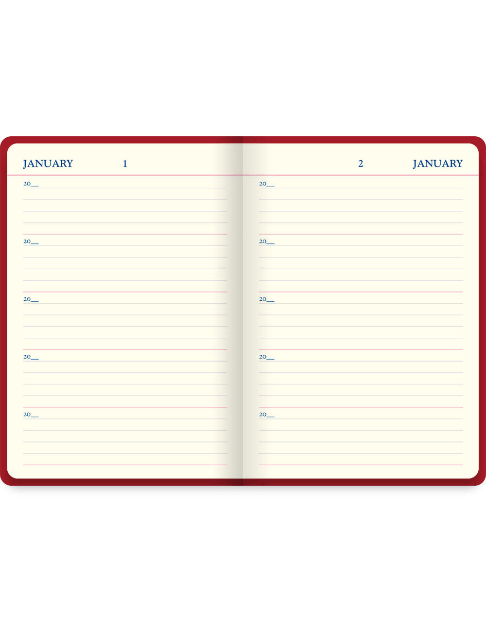 Icon A5 5 year Diary Red Undated Pages#colour_red