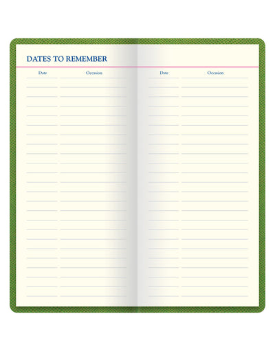 Legacy Slim Pocket Travel Journal Green Dates to Remember#colour_green