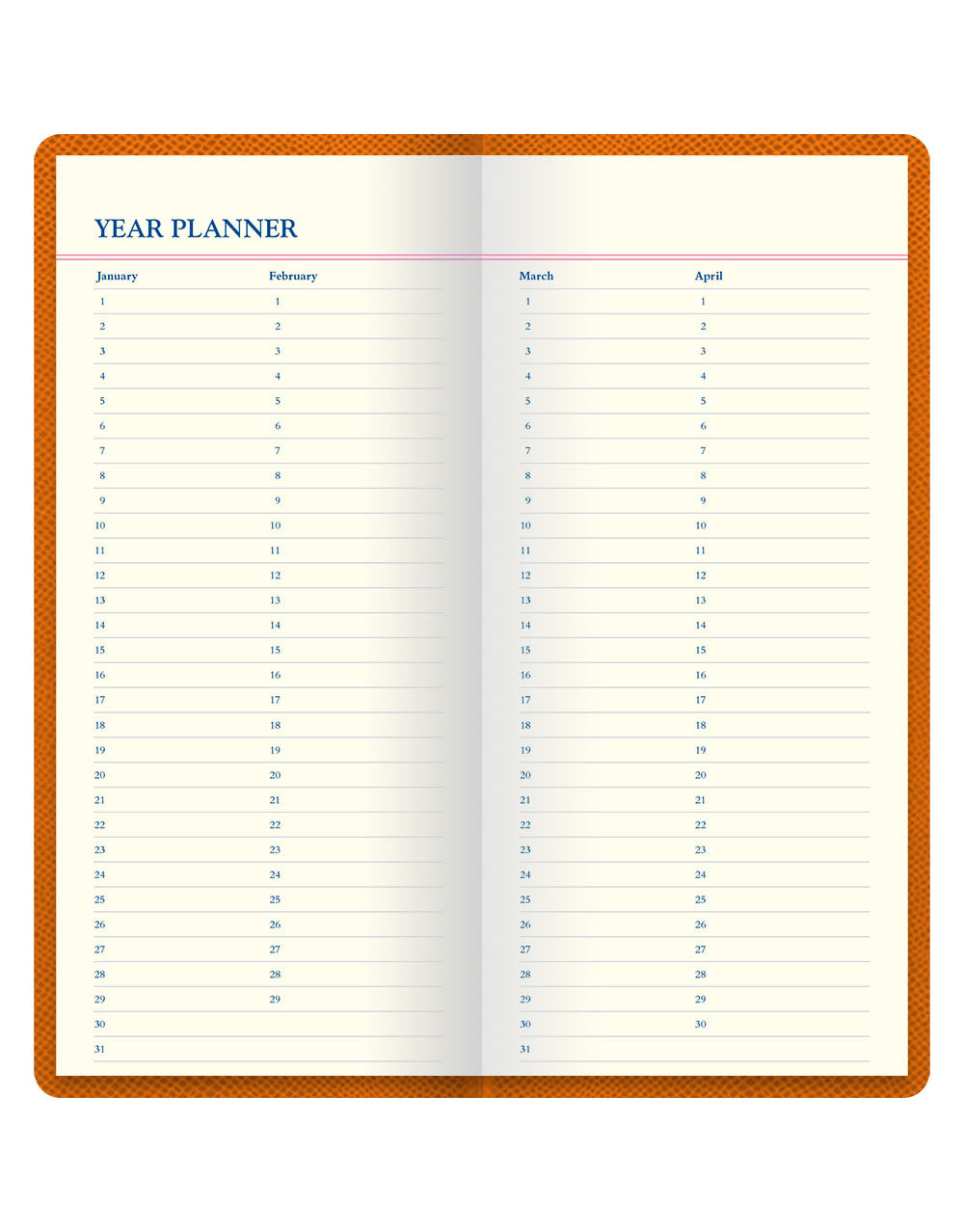 Legacy Slim Pocket Travel Journal Orange Year planner#colour_orange