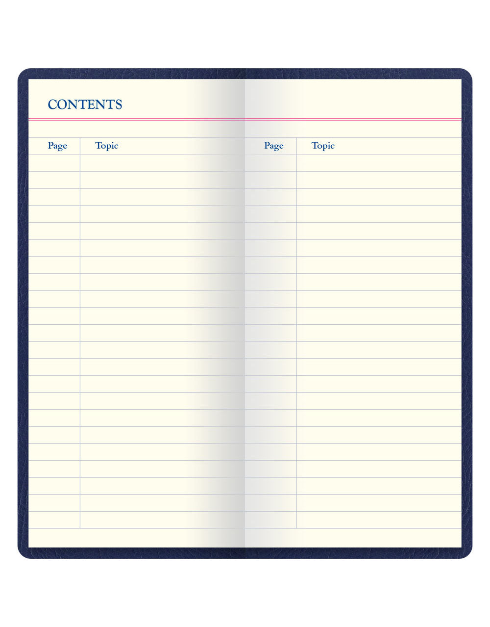 Origins Slim Pocket Travel Journal Navy Contents Pages#colour_navy